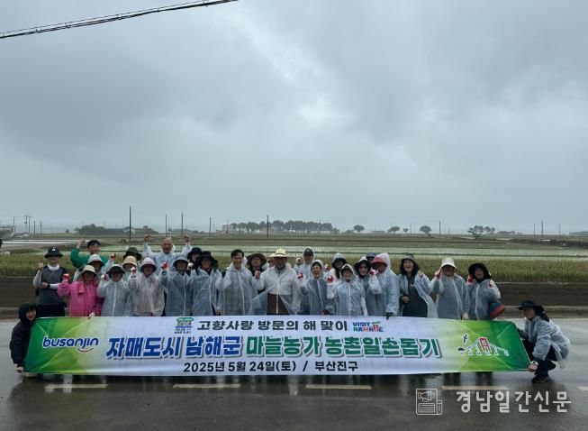 부산진구청 직원, 자매도시 남해군 마늘밭에서 구슬땀