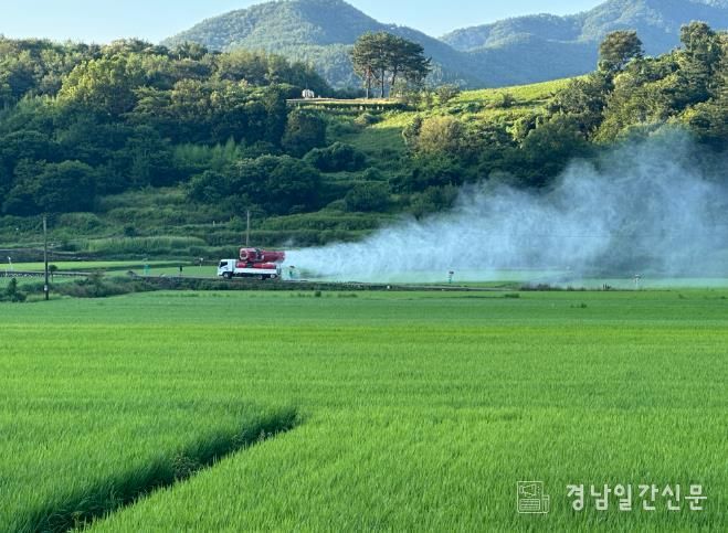 남해군, 벼 친환경재배단지 병해충 공동방제에 총력