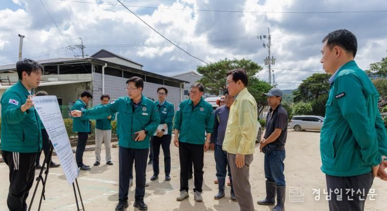 합천군 박완수 경남도지사, ‘유례없는 폭우 피해’ 합천 수해 현장 직접 방문