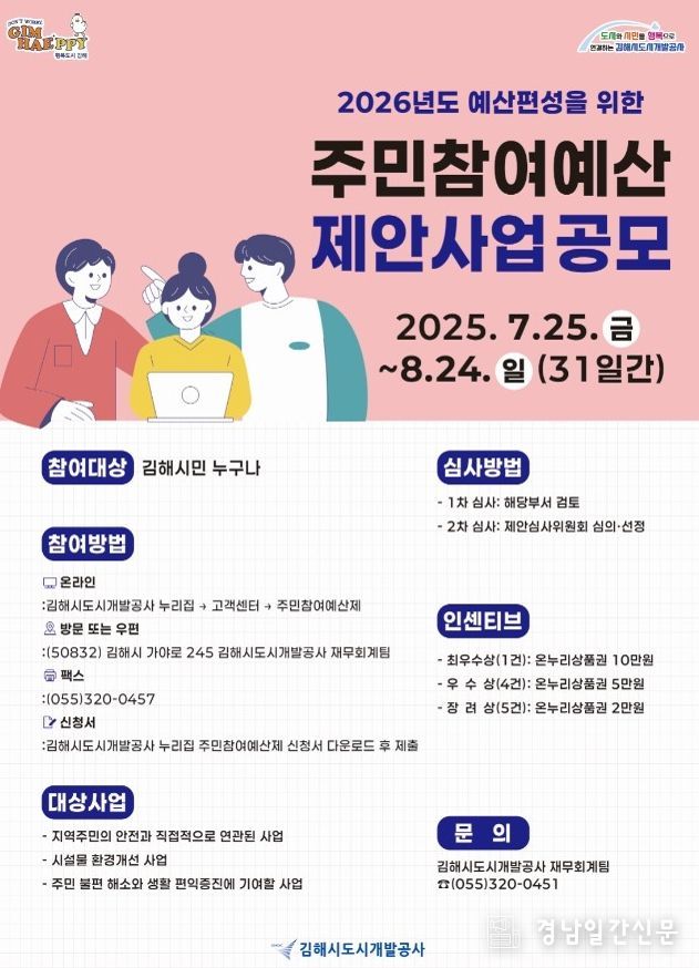 김해시도시개발공사, 주민참여예산 제안사업 공모