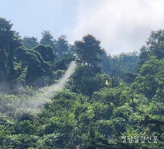 진주시, 밤나무해충 무인항공 드론방제 실시
