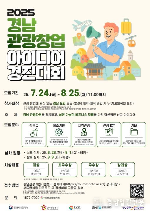 ‘2025 경남 관광 창업 아이디어 경진대회’ 포스터