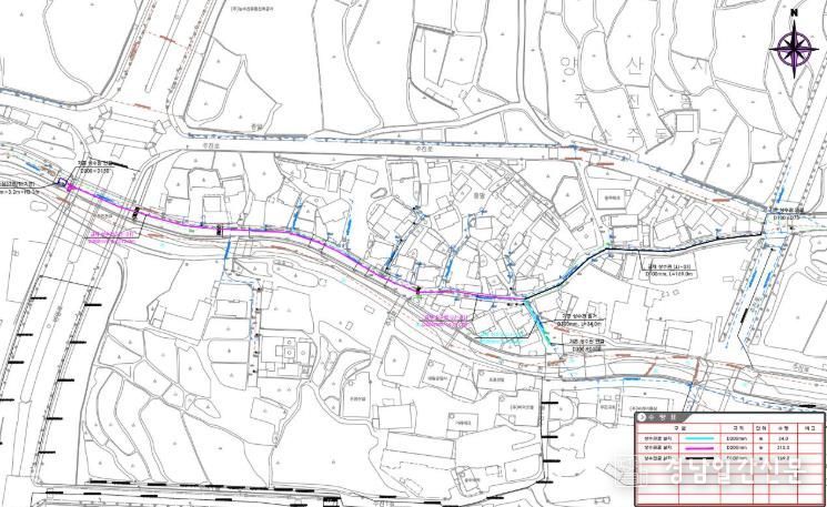 주진동 노후 상수관로 교체공사 도면.
