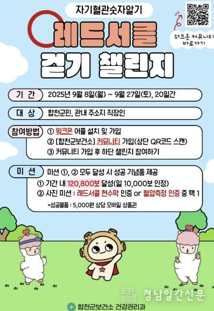 합천군 보건소, 120,800보 걷기 챌린지 개최