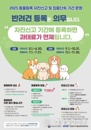거제시, 반려동물 등록 자진신고 기간 운영