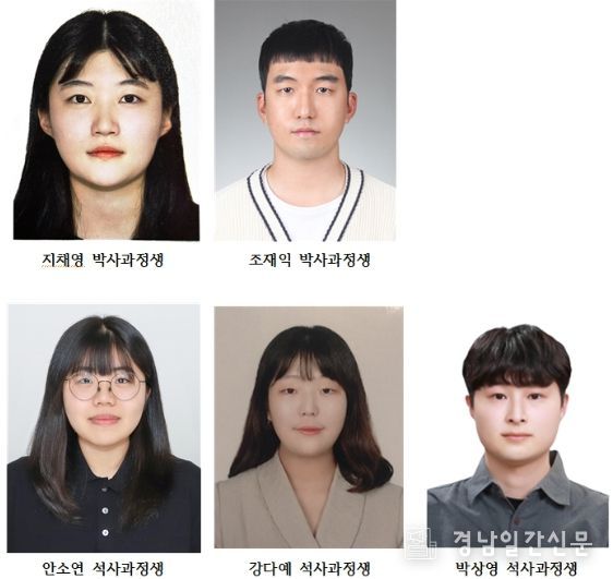윗줄 왼쪽부터 박사과정 지채영 씨, 조재익 씨, 석사과정 안소연 씨, 강다예 씨, 박상영 씨.