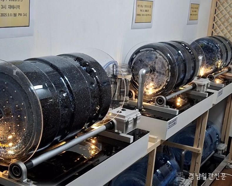 작동중인 브로콜리 새싹 재배기