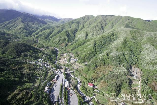 산청군 중산리 지리산 드론촬영 모습
