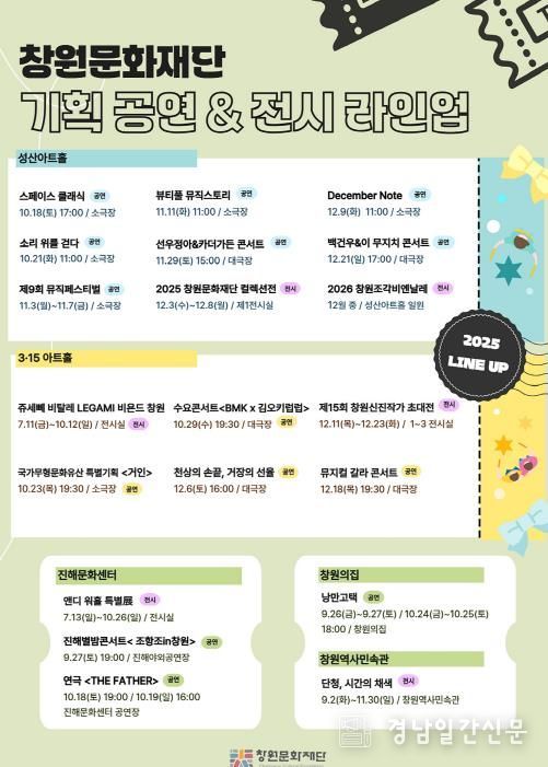 2025년 창원문화재단 하반기 기획 공연&전시 포스터