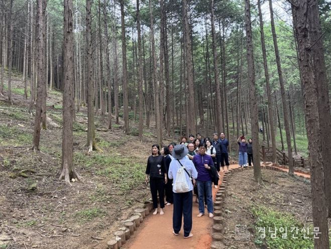 진주시, 석갑산 편백림에서‘힐링 맨발걷기’행사 마무리