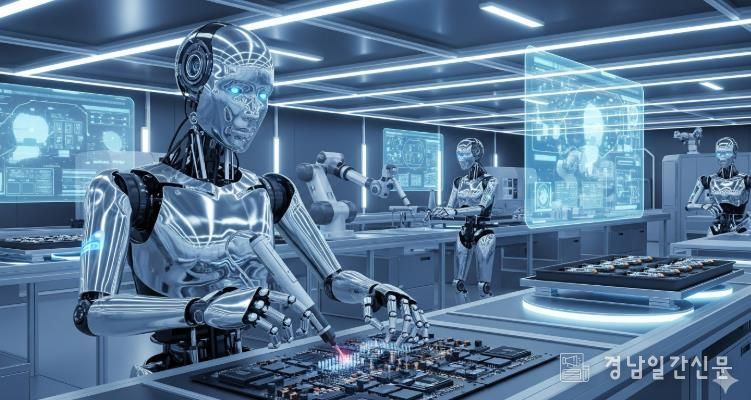 피지컬AI 휴머로이드 로봇이 작업하는 모습