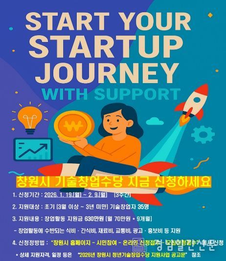 창원특례시, ‘청년기술창업수당 지원사업’ 모집