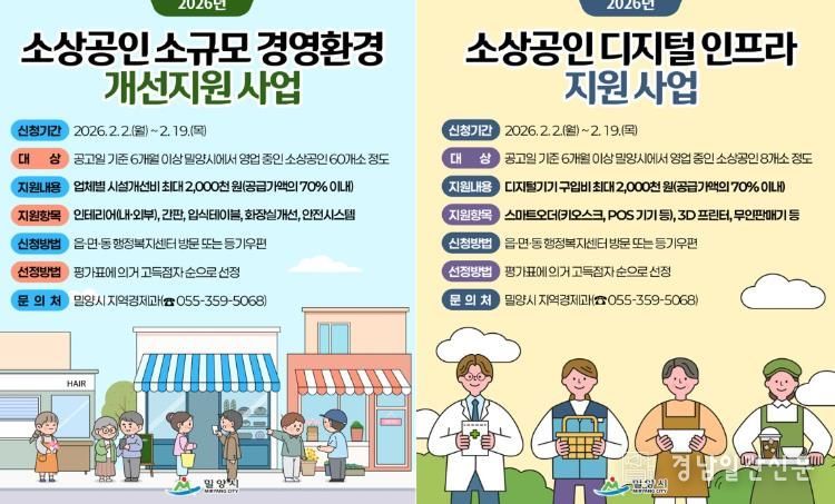 소규모 경영환경 개선 지원사업 및 디지털 인프라 지원 사업 홍보 포스터