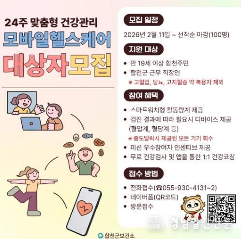 합천군 보건소, 『2026년 모바일헬스케어』 참가자 모집