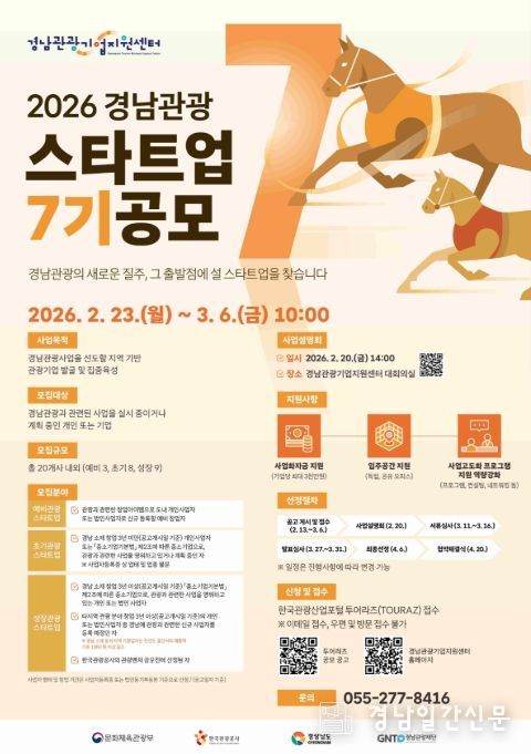 '2026 경남관광 스타트업 7기 공모' 포스터