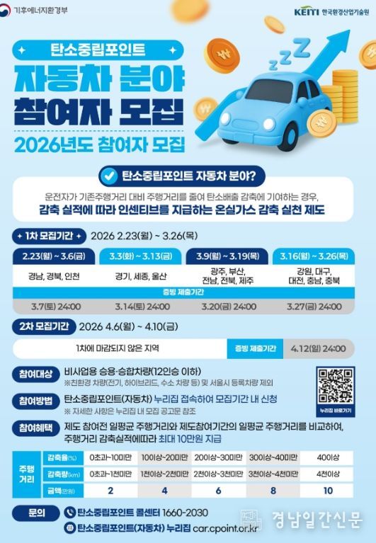 26년 탄소중립포인트제 자동차분야 홍보 포스터