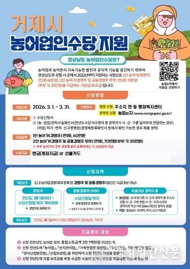 올해 농어업인수당, 간편해진 신청 절차로 접수중