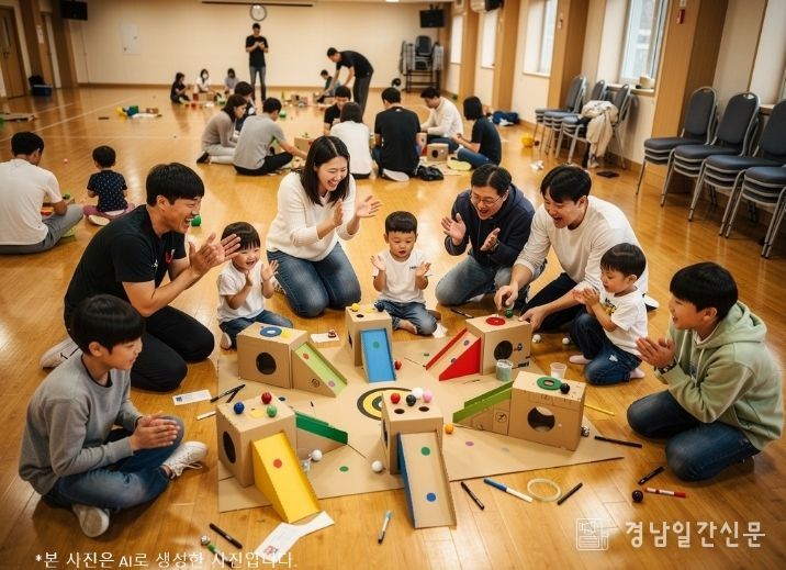 아빠와 함께 뛰고, 만들고, 웃었다!! 고성군 ‘아빠해봄’ 열기 후끈 (AI사진)